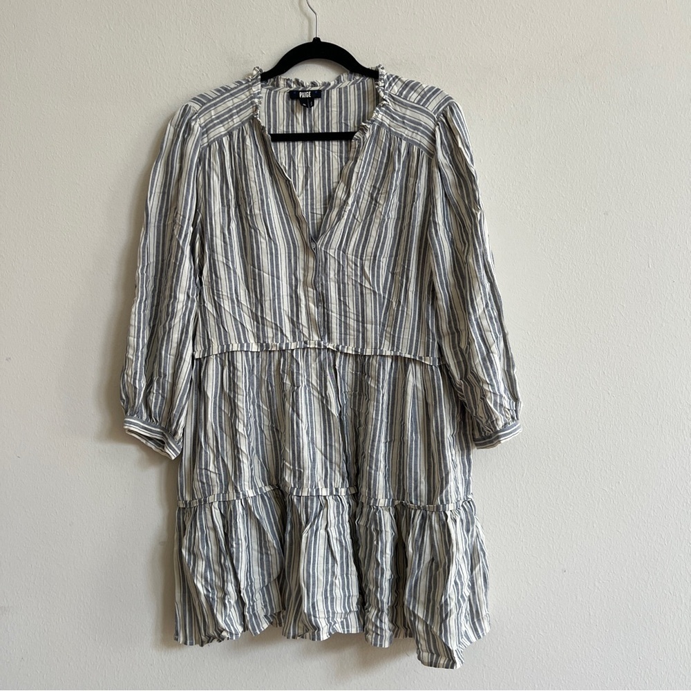 PAIGE Kylenn long sleeve tiered striped mini dress size medium - Picture 3 of 4